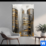Alu Dibond Bild Goldene Skyline Vision Hochformat Produktvorschau mit dem Bild Goldene Skyline Vision im Format Hochformat.