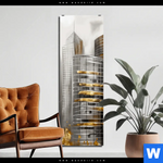 Alu Dibond Bild Goldene Skyline Vision Schmal Produktvorschau mit dem Bild Goldene Skyline Vision im Format Schmal.