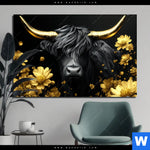 Alu Dibond Bild Goldenes Hochlandrind Querformat Produktvorschau mit dem Bild Goldenes Hochlandrind im Format Querformat.