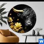 Alu Dibond Bild Goldenes Hochlandrind Rund Produktvorschau mit dem Bild Goldenes Hochlandrind im Format Rund.