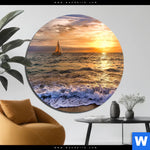 Alu Dibond Bild Goldenes Licht Am Meer Rund Produktvorschau mit dem Bild Goldenes Licht am Meer im Format Rund.