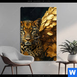 Alu Dibond Bild Goldfluegel Leopard Hochformat Produktvorschau mit dem Bild Goldflügel-Leopard im Format Hochformat.