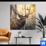 Alu Dibond Bild Hirsch Im Morgenlicht Quadrat Produktvorschau mit dem Bild Hirsch im Morgenlicht im Format Quadrat.
