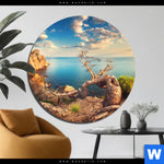 Alu Dibond Bild Kuestenlandschaft Mit Altem Baum Rund Produktvorschau mit dem Bild Küstenlandschaft mit altem Baum im Format Rund.