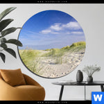Alu Dibond Bild Kuestenwanderung Durch Sandduenen Rund Produktvorschau mit dem Bild Küstenwanderung durch Sanddünen im Format Rund.