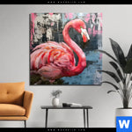 Alu Dibond Bild Kunstvoller Flamingo Quadrat Produktvorschau mit dem Bild Kunstvoller Flamingo im Format Quadrat.