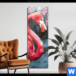 Alu Dibond Bild Kunstvoller Flamingo Schmal Produktvorschau mit dem Bild Kunstvoller Flamingo im Format Schmal.