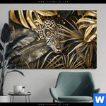 Alu Dibond Bild Leopard In Goldener Tarnung Querformat Produktvorschau mit dem Bild Leopard in goldener Tarnung im Format Querformat.