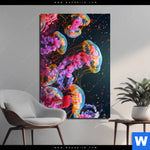Alu Dibond Bild Leuchtende Quallen Unter Wasser Hochformat Produktvorschau mit dem Bild Leuchtende Quallen unter Wasser im Format Hochformat.