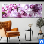 Alu Dibond Bild Lila Fliederblueten Panorama Produktvorschau mit dem Bild Lila Fliederblüten im Format Panorama.