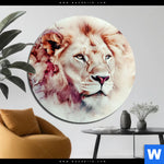 Alu Dibond Bild Loewe Im Farbenspiel Rund Produktvorschau mit dem Bild Löwe im Farbenspiel im Format Rund.