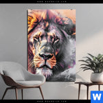 Alu Dibond Bild Loewe Im Farbensturm Hochformat Produktvorschau mit dem Bild Löwe im Farbensturm im Format Hochformat.