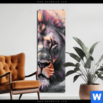 Alu Dibond Bild Loewe Im Farbensturm Schmal Produktvorschau mit dem Bild Löwe im Farbensturm im Format Schmal.