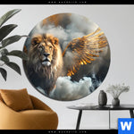 Alu Dibond Bild Loewe Mit Goldenen Fluegeln Rund Produktvorschau mit dem Bild Löwe mit goldenen Flügeln im Format Rund.