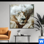Alu Dibond Bild Loewe Sanft Umhuellt Quadrat Produktvorschau mit dem Bild Löwe sanft umhüllt im Format Quadrat.