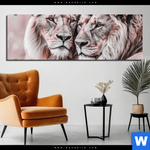 Alu Dibond Bild Loewen Harmonie In Pastell Panorama Produktvorschau mit dem Bild Löwen - Harmonie in Pastell im Format Panorama.