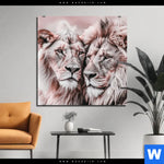 Alu Dibond Bild Loewen Harmonie In Pastell Quadrat Produktvorschau mit dem Bild Löwen - Harmonie in Pastell im Format Quadrat.