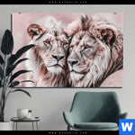 Alu Dibond Bild Loewen Harmonie In Pastell Querformat Produktvorschau mit dem Bild Löwen - Harmonie in Pastell im Format Querformat.