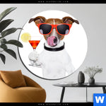 Alu Dibond Bild Lustiger Hund Mit Drink Rund Produktvorschau mit dem Bild Lustiger Hund mit Drink im Format Rund.