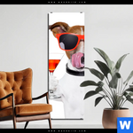 Alu Dibond Bild Lustiger Hund Mit Drink Schmal Produktvorschau mit dem Bild Lustiger Hund mit Drink im Format Schmal.