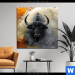 Alu Dibond Bild Maechtiger Bueffel Quadrat Produktvorschau mit dem Bild Mächtiger Büffel im Format Quadrat.