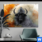 Alu Dibond Bild Maechtiger Bueffel Querformat Produktvorschau mit dem Bild Mächtiger Büffel im Format Querformat.
