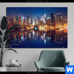 Alu Dibond Bild Manhattan Bei Nacht Querformat Produktvorschau mit dem Bild Manhattan bei Nacht im Format Querformat.
