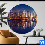 Alu Dibond Bild Manhattan Bei Nacht Rund Produktvorschau mit dem Bild Manhattan bei Nacht im Format Rund.
