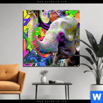 Alu Dibond Bild Moderner Bunter Elefant No 2 Quadrat Produktvorschau mit dem Bild Moderner bunter Elefant No. 2 im Format Quadrat.