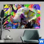 Alu Dibond Bild Moderner Bunter Elefant No 2 Querformat Produktvorschau mit dem Bild Moderner bunter Elefant No. 2 im Format Querformat.