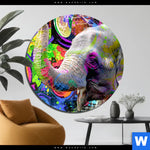 Alu Dibond Bild Moderner Bunter Elefant No 2 Rund Produktvorschau mit dem Bild Moderner bunter Elefant No. 2 im Format Rund.