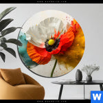 Alu Dibond Bild Mohnblume Im Farbnebel Rund Produktvorschau mit dem Bild Mohnblume im Farbnebel im Format Rund.