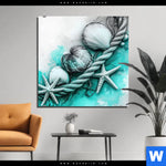 Alu Dibond Bild Muscheln Meereszauber In Tuerkis Quadrat Produktvorschau mit dem Bild Muscheln-Meereszauber in Türkis im Format Quadrat.