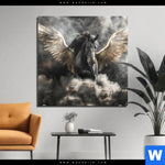 Alu Dibond Bild Mystisches Pferd Mit Fluegeln Quadrat Produktvorschau mit dem Bild Mystisches Pferd mit Flügeln im Format Quadrat.