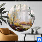 Alu Dibond Bild Naturidylle Birken Im Nebel Rund Produktvorschau mit dem Bild Naturidylle - Birken im Nebel im Format Rund.