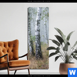 Alu Dibond Bild Nebliger Morgen Im Birkenwald Schmal Produktvorschau mit dem Bild Nebliger Morgen im Birkenwald im Format Schmal.