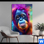 Alu Dibond Bild Orang Utan In Regenbogenfarben Hochformat Produktvorschau mit dem Bild Orang-Utan in Regenbogenfarben im Format Hochformat.