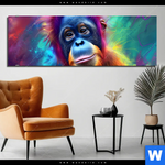 Alu Dibond Bild Orang Utan In Regenbogenfarben Panorama Produktvorschau mit dem Bild Orang-Utan in Regenbogenfarben im Format Panorama.