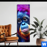 Alu Dibond Bild Orang Utan In Regenbogenfarben Schmal Produktvorschau mit dem Bild Orang-Utan in Regenbogenfarben im Format Schmal.