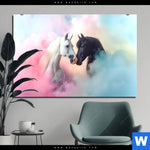 Alu Dibond Bild Pferdeliebe In Pastellfarben Querformat Produktvorschau mit dem Bild Pferdeliebe in Pastellfarben im Format Querformat.