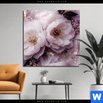 Alu Dibond Bild Romantische Pfingstrosen Quadrat Produktvorschau mit dem Bild Romantische Pfingstrosen im Format Quadrat.