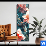 Alu Dibond Bild Schlange Zwischen Grossen Blueten Schmal Produktvorschau mit dem Bild Schlange zwischen großen Blüten im Format Schmal.