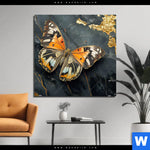 Alu Dibond Bild Schmetterling Auf Marmor Quadrat Produktvorschau mit dem Bild Schmetterling auf Marmor im Format Quadrat.
