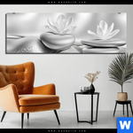 Alu Dibond Bild Silberne Zen Harmonie Panorama Produktvorschau mit dem Bild Silberne Zen Harmonie im Format Panorama.