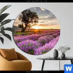 Alu Dibond Bild Sonnenaufgang Im Lavendelfeld Rund Produktvorschau mit dem Bild Sonnenaufgang im Lavendelfeld im Format Rund.