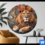 Alu Dibond Bild Stolzer Blick Des Loewen Rund Produktvorschau mit dem Bild Stolzer Blick des Löwen im Format Rund.