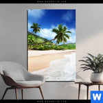 Alu Dibond Bild Traumstrand Unter Palmen Hochformat Produktvorschau mit dem Bild Traumstrand unter Palmen im Format Hochformat.
