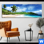 Alu Dibond Bild Traumstrand Unter Palmen Panorama Produktvorschau mit dem Bild Traumstrand unter Palmen im Format Panorama.