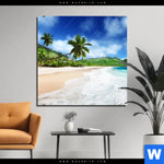 Alu Dibond Bild Traumstrand Unter Palmen Quadrat Produktvorschau mit dem Bild Traumstrand unter Palmen im Format Quadrat.