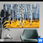 Alu Dibond Bild Wald Mit Birkenbaeumen Querformat Produktvorschau mit dem Bild Wald mit Birkenbäumen im Format Querformat.